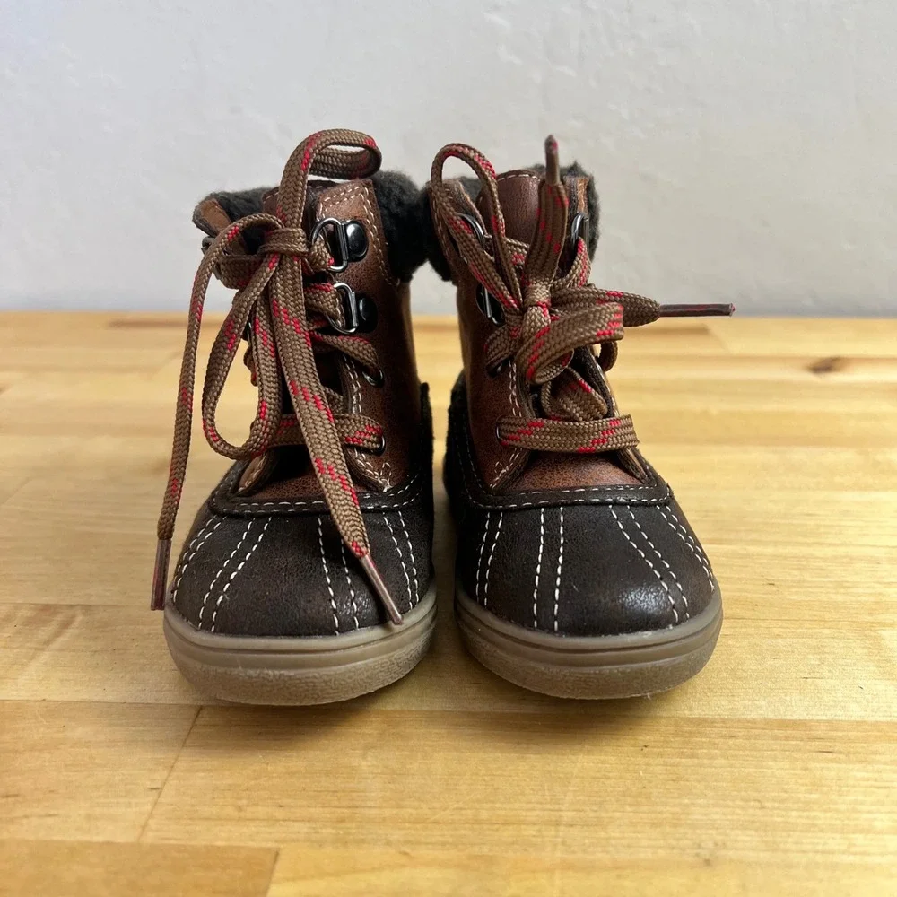 Old Navy Duck Boots Toddler Brown Sherpa Lace Up Winter Boots Little Kid‎ Size 5